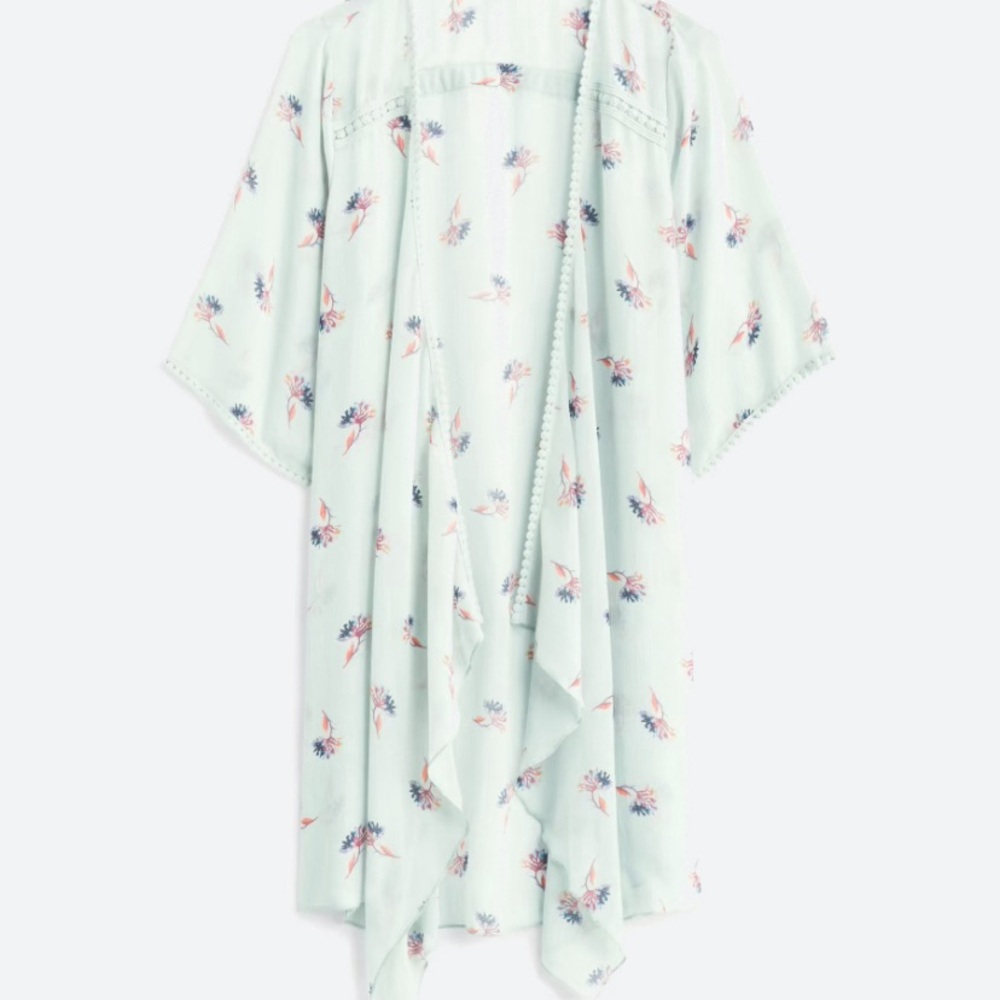 Crochet Trim Open Front Top/Kimono
